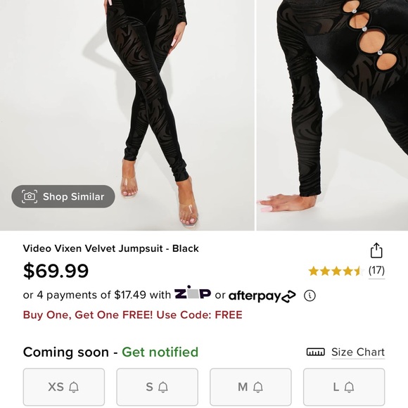 Black Vixen Mesh & Velvet Jumpsuit 
Sold out online 
SZ Medium, Great Condition - Picture 2 of 3